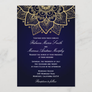 Elégant or Invitation indienne