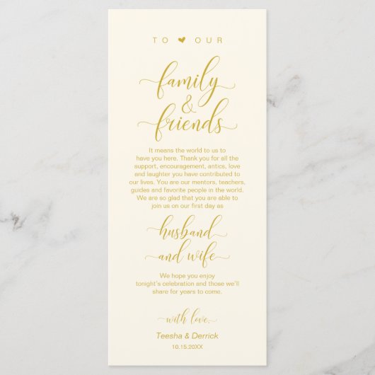 Elégant or jaune, Carte de remerciements de réglag (Devant)