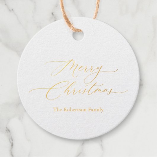 Élégant or "Joyeux Noël" étiquette cadeau (Devant)