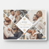 Élégant or Joyeux Noël Photo Collage Plaque (Devant)