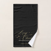 Élégant or Joyeux script de Noël noir (Serviette à main)