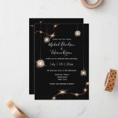 élégant or lumières moderne chic faire-part de mar (Devant/Arrière en situation)