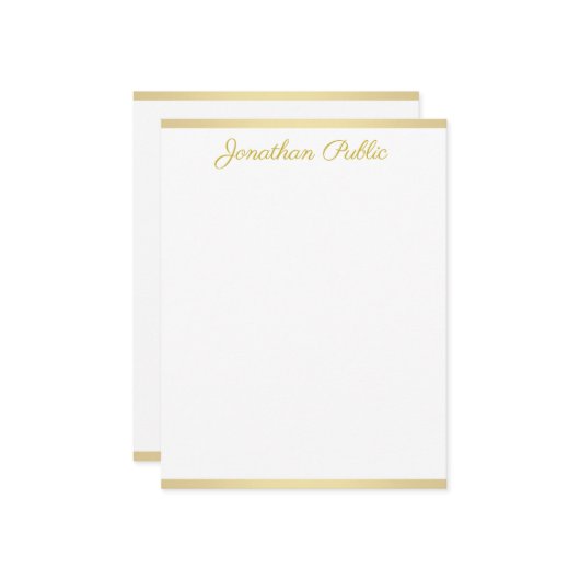 Élégant or manuscrit script texte Modèle plat (Devant/Arrière en situation)