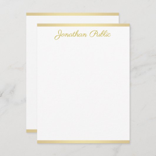 Élégant or manuscrit script texte Modèle plat (Devant / Derrière)