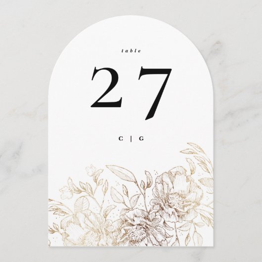 Elegant or Mariage Botanique Arche Numéro de table (Devant)