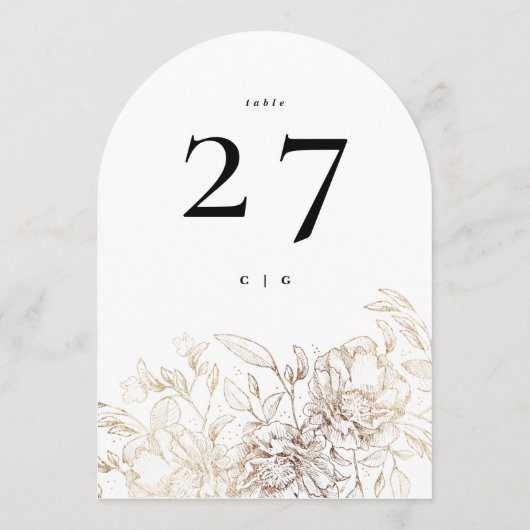 Elegant or Mariage Botanique Arche Numéro de table (Dos)