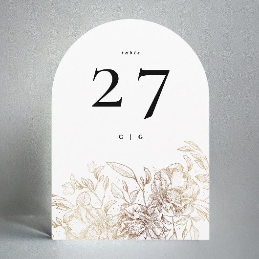 Elegant or Mariage Botanique Arche Numéro de table