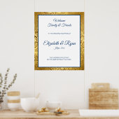 Elegant or Mariage damassé Welcome Poster (Cuisine)