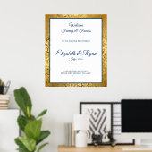 Elegant or Mariage damassé Welcome Poster (Bureau à domicile)