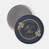 Elégant or Mariage personnalisé | Aimant de réfrig (Recto/Verso)