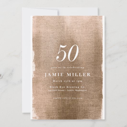 Elégant Or Metallic Adulte Anniversaire Invitation (Devant)