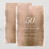 Elégant Or Metallic Adulte Anniversaire Invitation (Devant / Derrière)