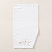 Élégant Or moderne Nom de script Blanc (Serviette à main)