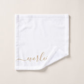 Élégant Or moderne Nom de script Blanc (Gant de toilette)