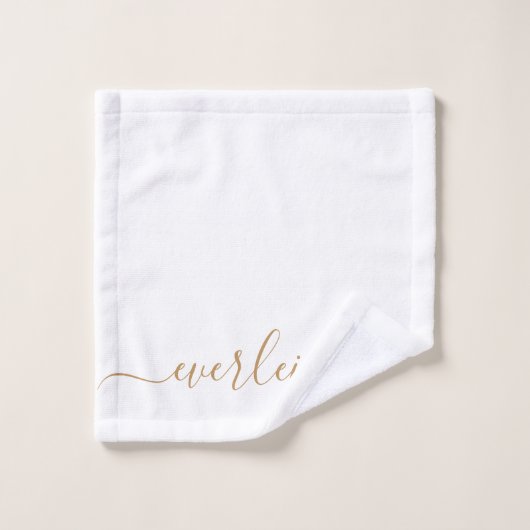 Élégant Or moderne Nom de script Blanc (Gant de toilette)