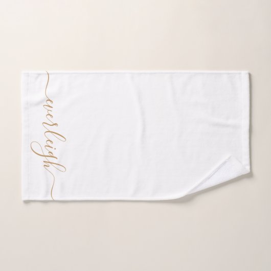 Élégant Or moderne Nom de script Blanc (Serviette à main)