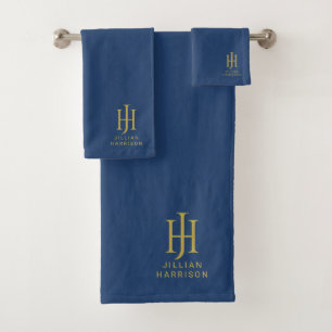 Elégant or Monogramme bleu marine