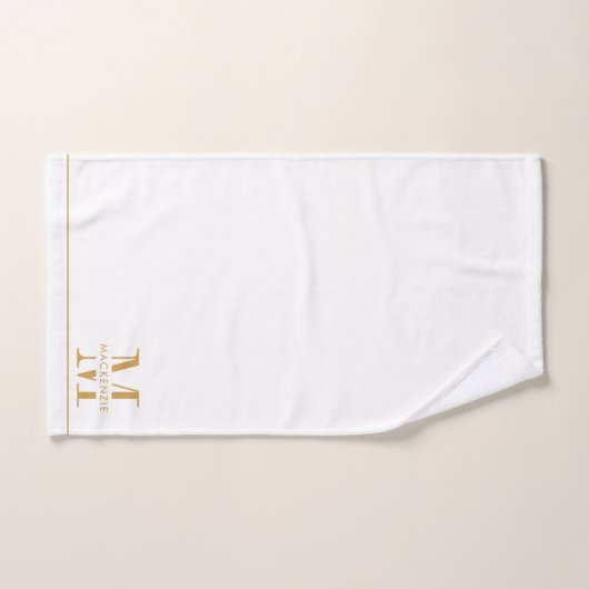 Élégant or Monogramme Nom Blanc (Serviette à main)