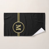 Élégant or Monogramme personnalisé sur noir (Serviette à main)