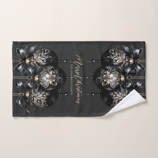 Élégant or noir baubles luxe Noël (Serviette à main)