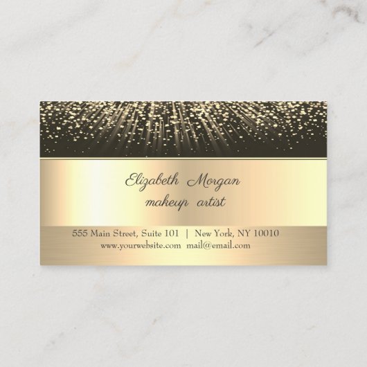 Élégant, Or, Noir, Carte de fidélité Confetti (Dos)