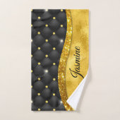Élégant or noir faux rhinocéros monogramme (Serviette à main)