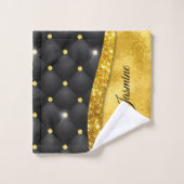 Élégant or noir faux rhinocéros monogramme (Gant de toilette)