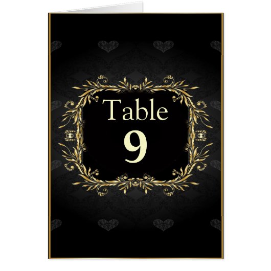 Élégant or noir Mariage de régal Numéro de table (Devant)
