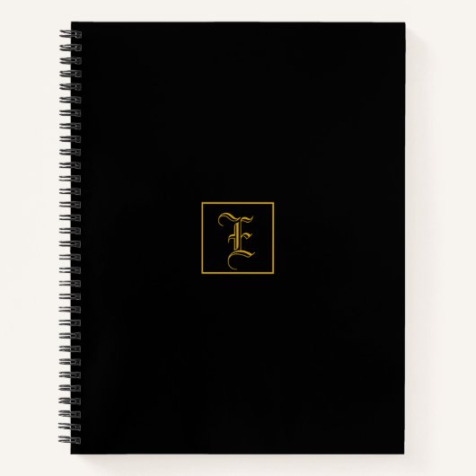 Élégant or noir Monogramme Carnet personnalisé (Devant)
