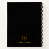Élégant or noir Monogramme Carnet personnalisé (Dos)