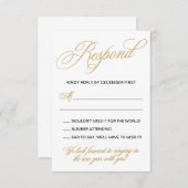 Elegant Or Nouvel An Eve Faire-part de mariage RSV (Devant / Derrière)