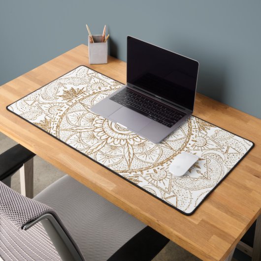 Elégant or Oeil Soleil Lune Mandala Blanc (Bureau 2)