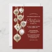 Élégant or ornements Noël Fête Invitation (Devant)