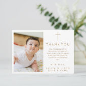 Elégant or Photo Carte de remerciements Baptême (Debout devant)
