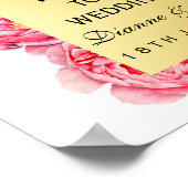 Elégant or & pivoines Floral Mariage Affiche de bi (Coin)