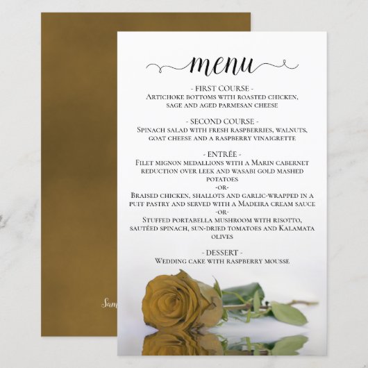 Élégant or Rose Budget Mariage Menu (Devant / Derrière)