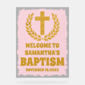 Élégant or rose fille Baptême Accueil Frosted (Recto)