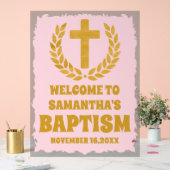 Élégant or rose fille Baptême Accueil Frosted (Mariage)