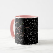 Elégant or Rose sur Mug Noir (Devant gauche)