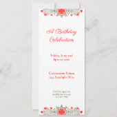 Elégant or & Rouge Floral Art Invitations personna (Dos)