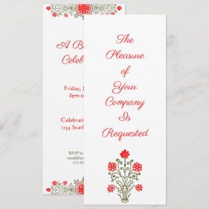 Elégant or & Rouge Floral Art Invitations personna