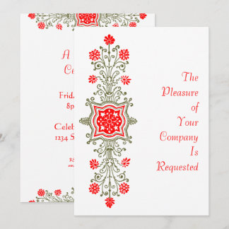 Elégant or & Rouge Floral Art Invitations personna