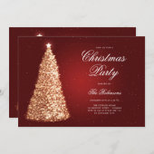 Élégant or rouge sapin de Noël Menu Programme (Devant / Derrière)