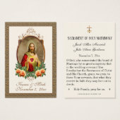 Elégant Or Sacré Coeur Jésus Mariage Cartes sainte (Devant & derrière)