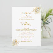 Élégant or Script Floral Mariage Menu (Debout devant)