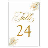 Élégant or Script Floral Mariage Numéro de table (Dos)