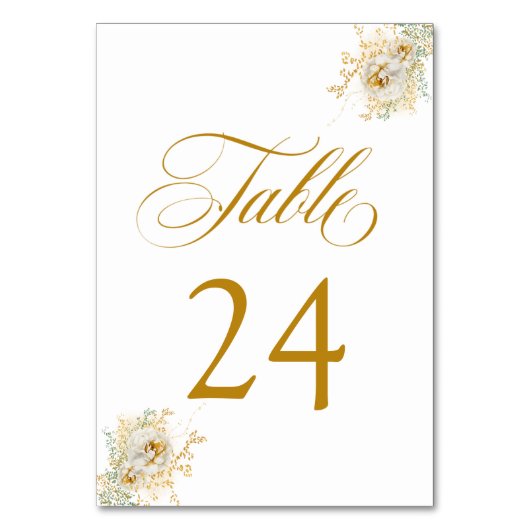 Élégant or Script Floral Mariage Numéro de table (Par défaut)