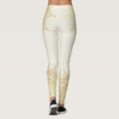 Elégant or sur crème Floral Henna Mandala Legging (Dos)