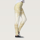 Elégant or sur crème Floral Henna Mandala Legging (Droite)