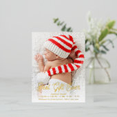 élégant or texte vacances faire-part de naissance (Debout devant)